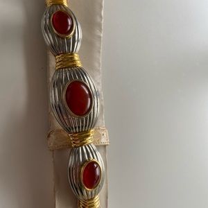 Judith Lieber adjustable Ivory snake skin belt